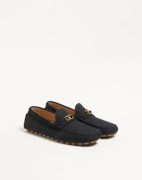 Valentino Garavani - Driver Fastaway Loafer Aus Hirschwildleder - Schwarz - Mann - Loafers Und Drivers